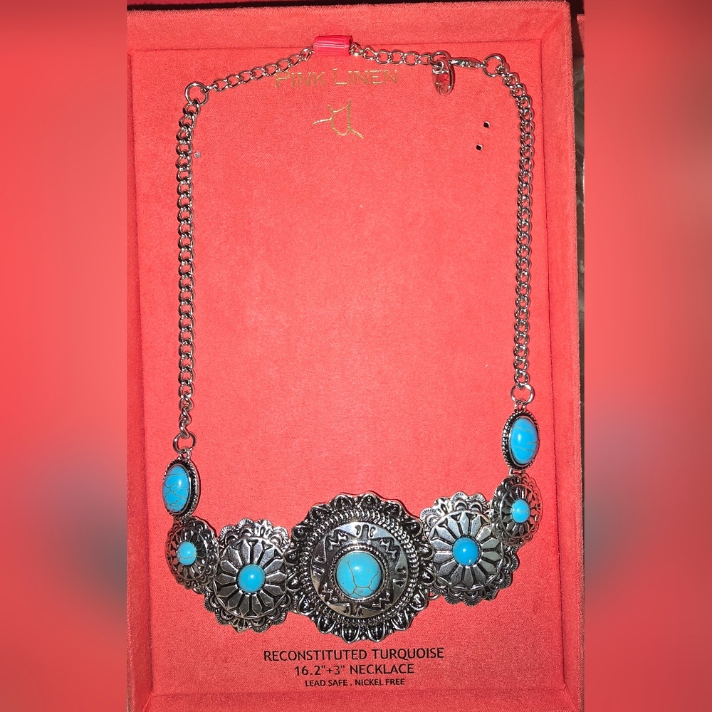 Turquoise and Silver Statement Necklace